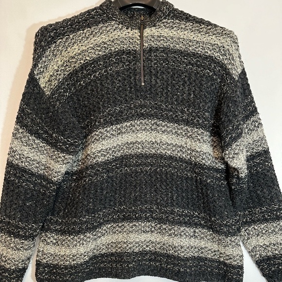 Claiborne Other - Claiborne Mens Wool Blend Sweater M Cable Knit Pullover Mock Neck 1/4 Zipper